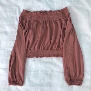 Off the shoulder long sleeve blouse